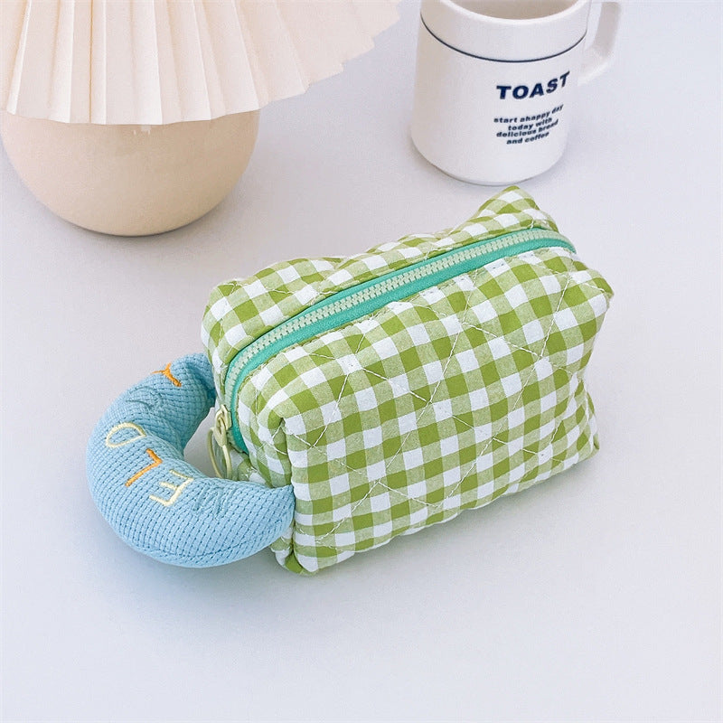 Wholesale Plaid Cotton Embroidered Pencil Case
